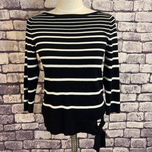 Chico's Black & White Striped Pullover Sweater Size Small